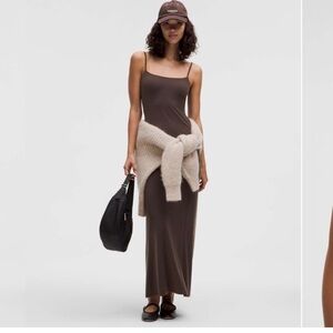 Lululemon Wundermost Nulu Spaguetti-Strap Maxi Dress, Espresso, Size L
